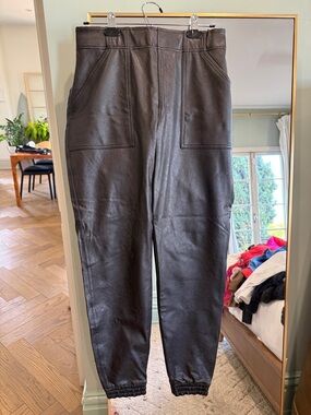 Spanx Women's Leather Jogger Pants - Black